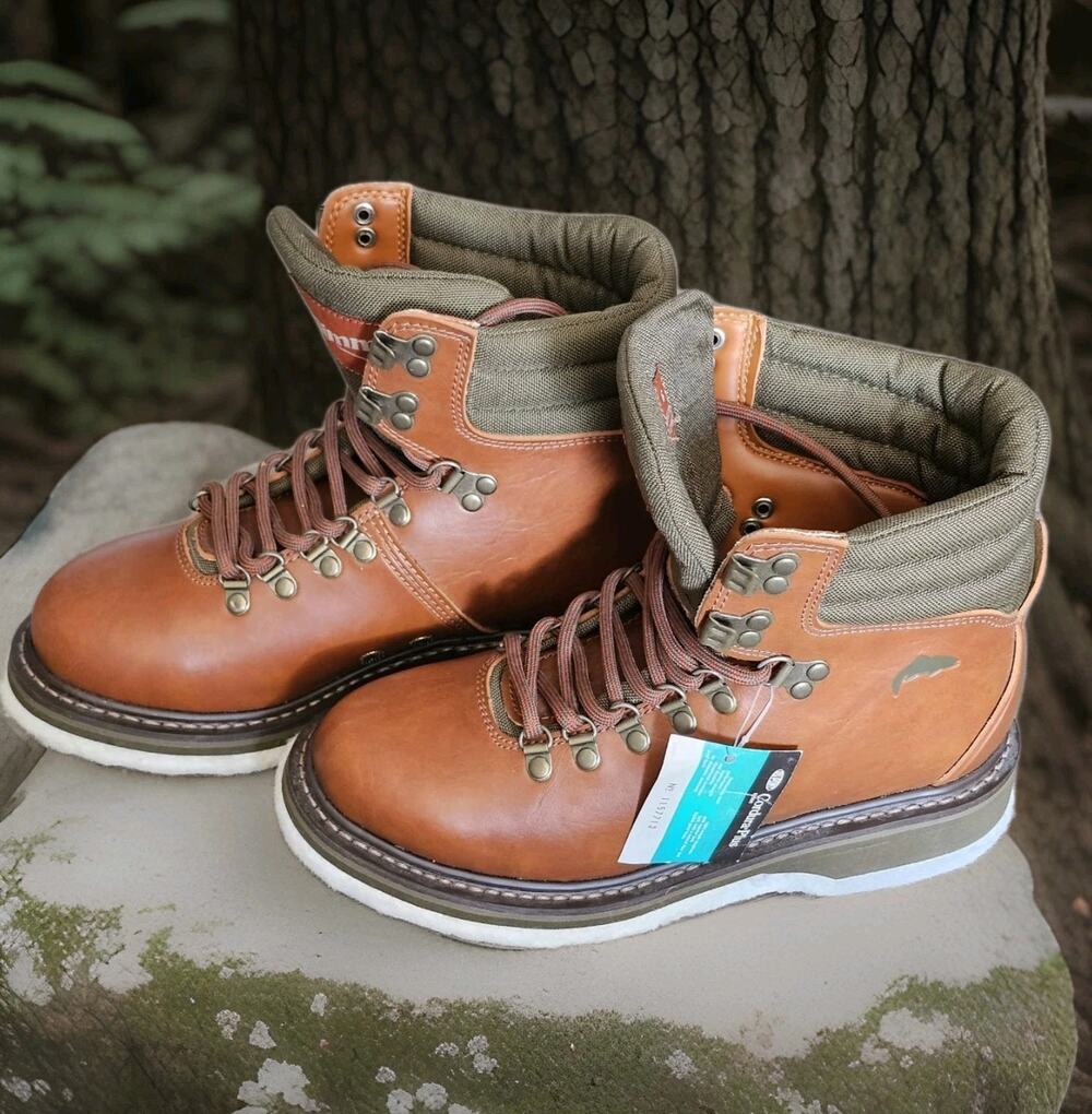 Simms Freestone Wading Boot Mens 6 Brown Leather Fly Fishing Felt Sole